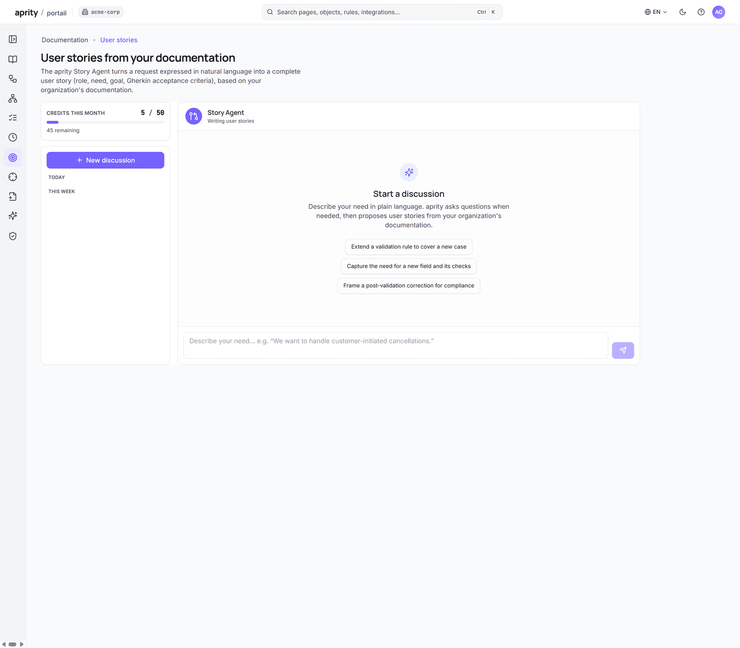 Story Agent — Gherkin stories