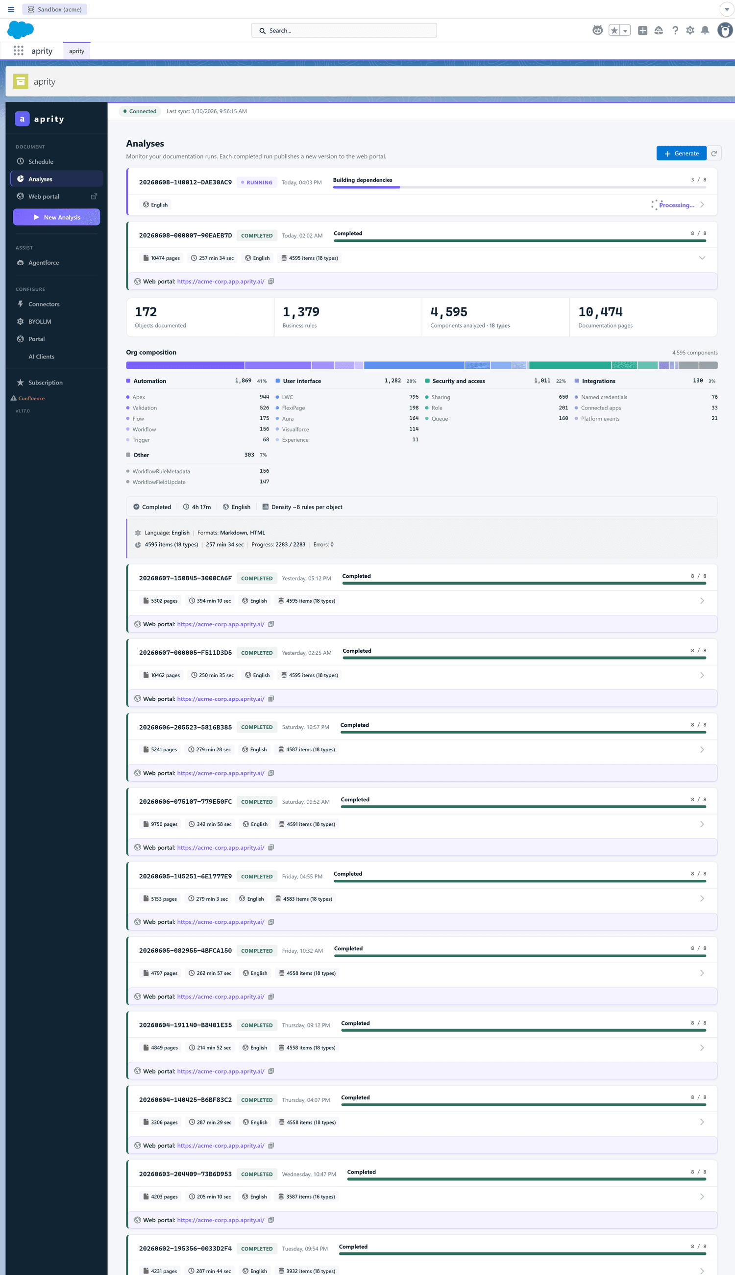 Admin app — scans & org composition